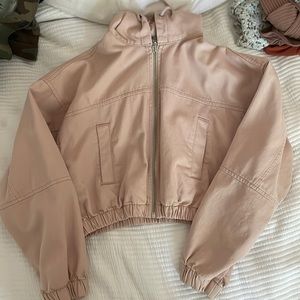 Pink denim cropped jacket